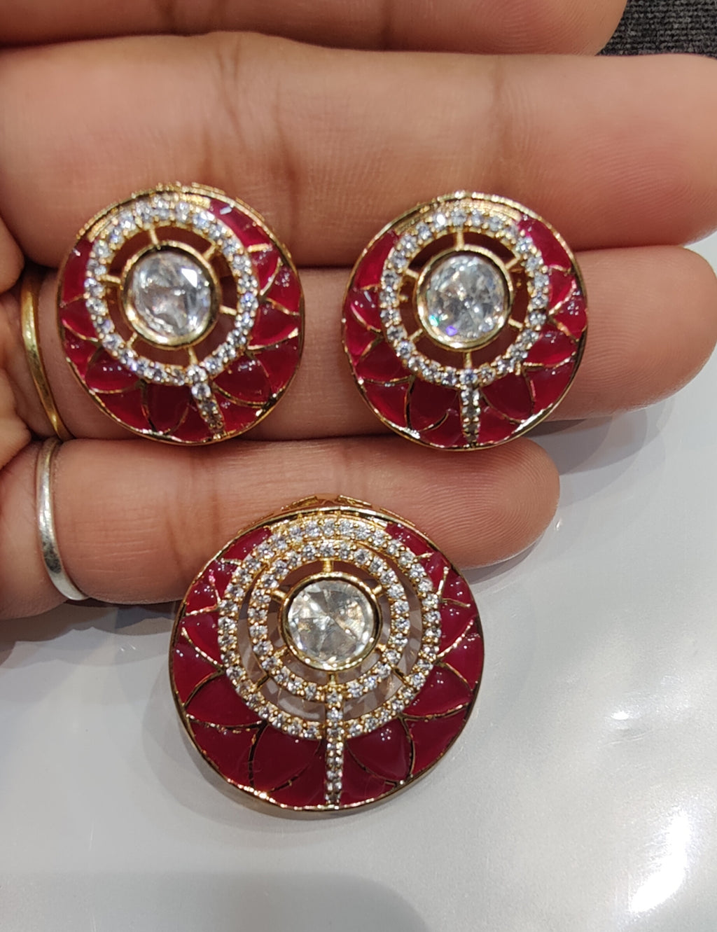 Moissanite pendant earring set || 1 set packing