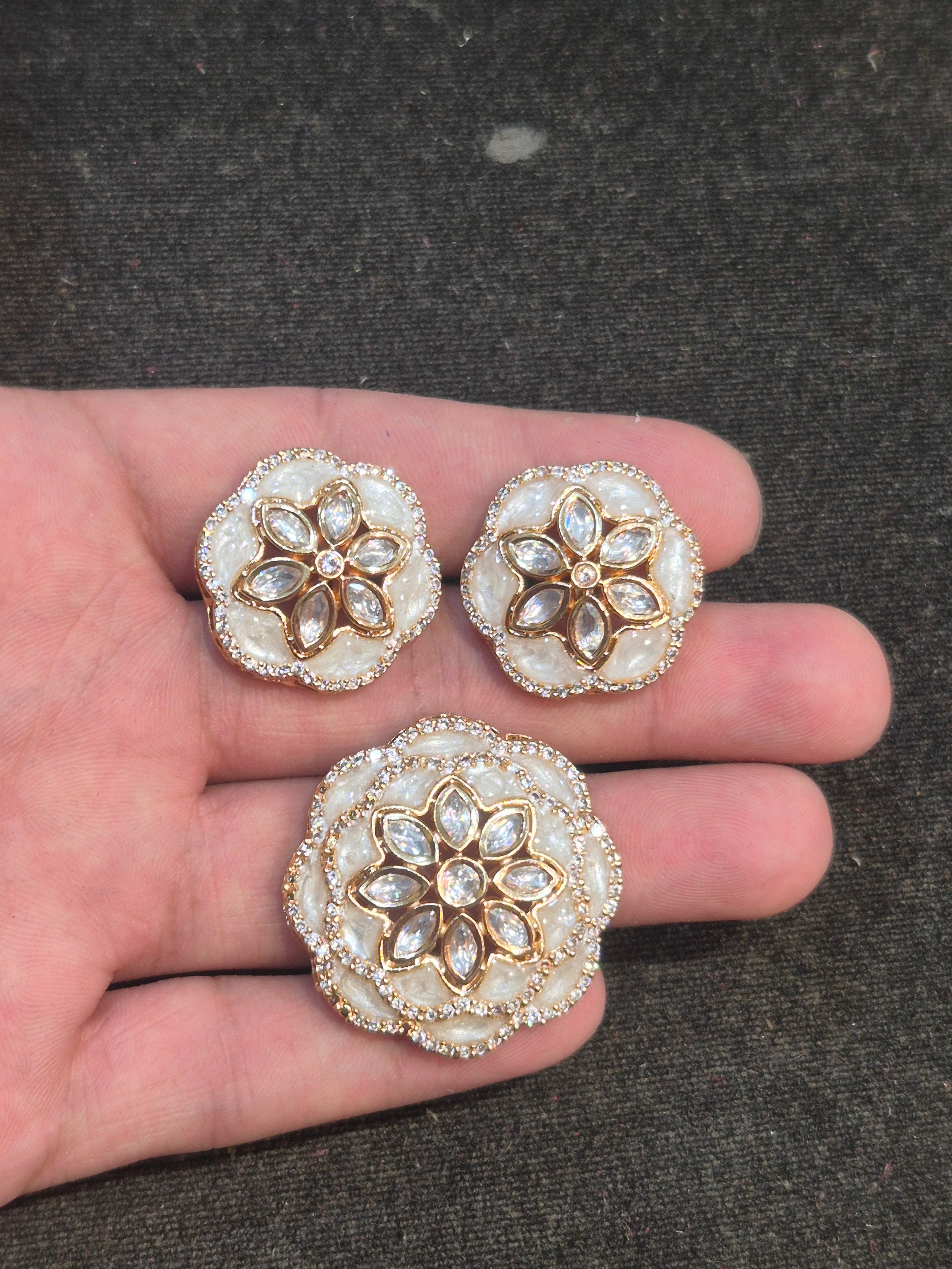 Moissanite pendant earring set || 1 set packing ||