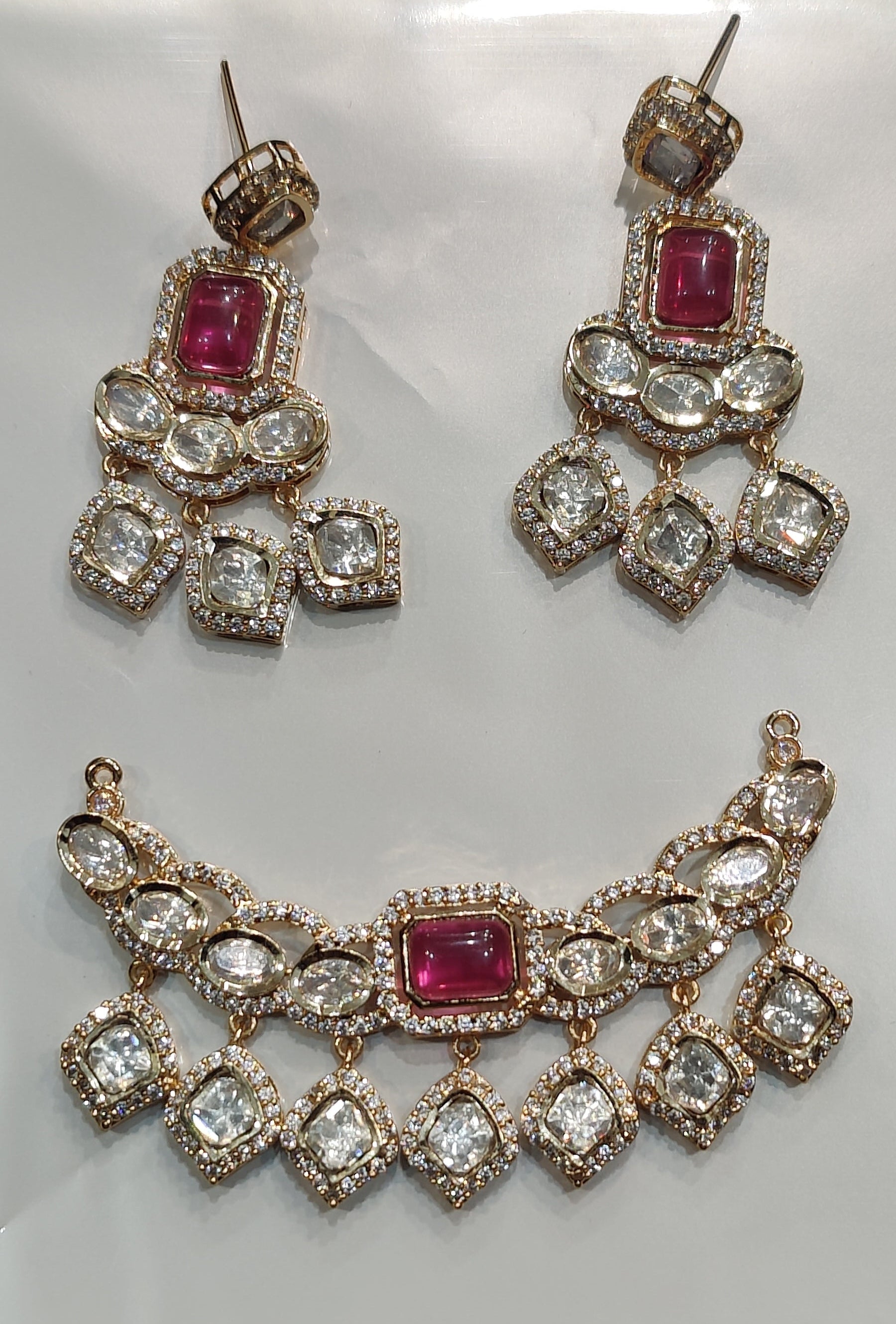 Polki Pendant earring set ||1 set packing