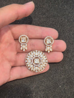 Moissanite pendant earring set || 1 set packing ||
