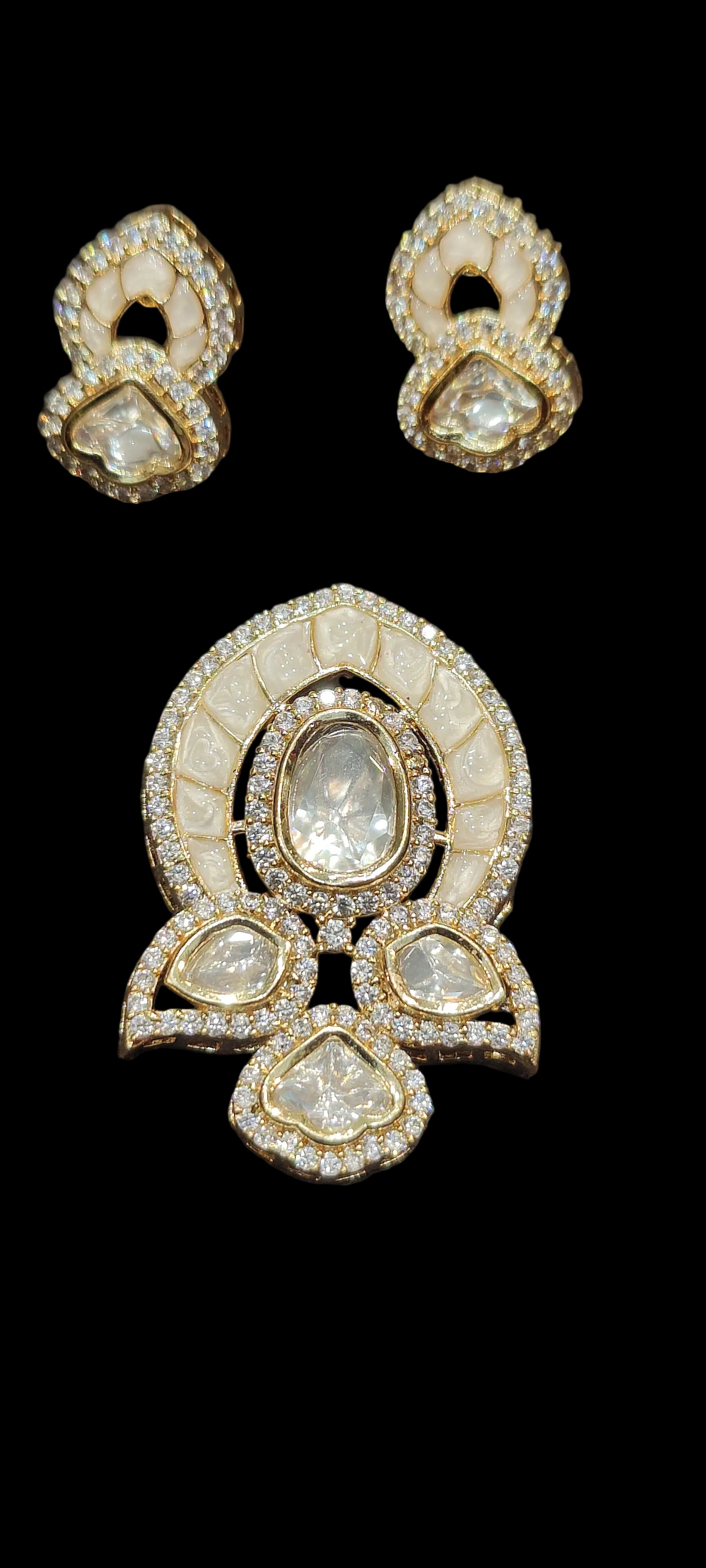 Moissanite pendant earring set || 1 set packing