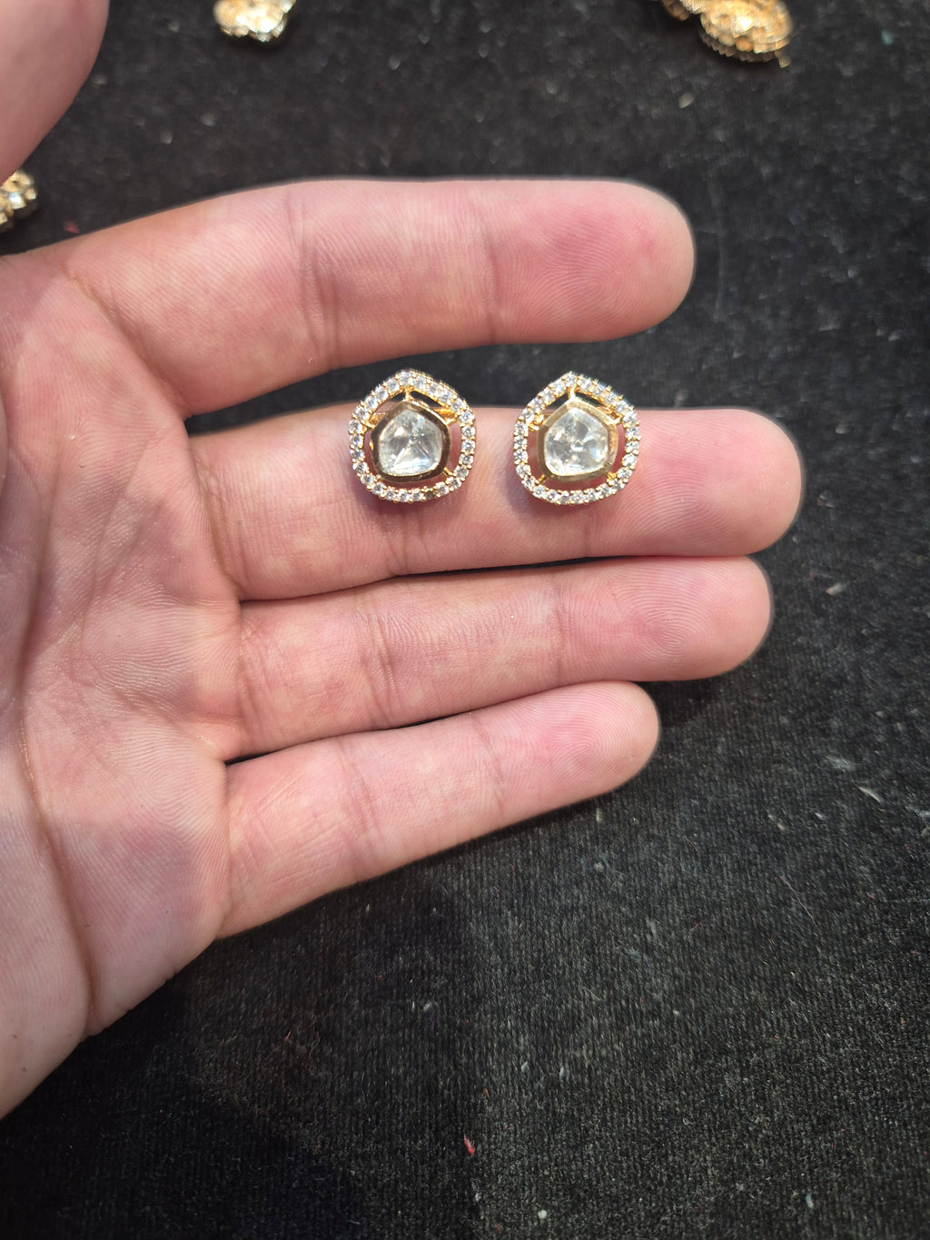 Polki tops 18k gold platted || 1 pair pack||