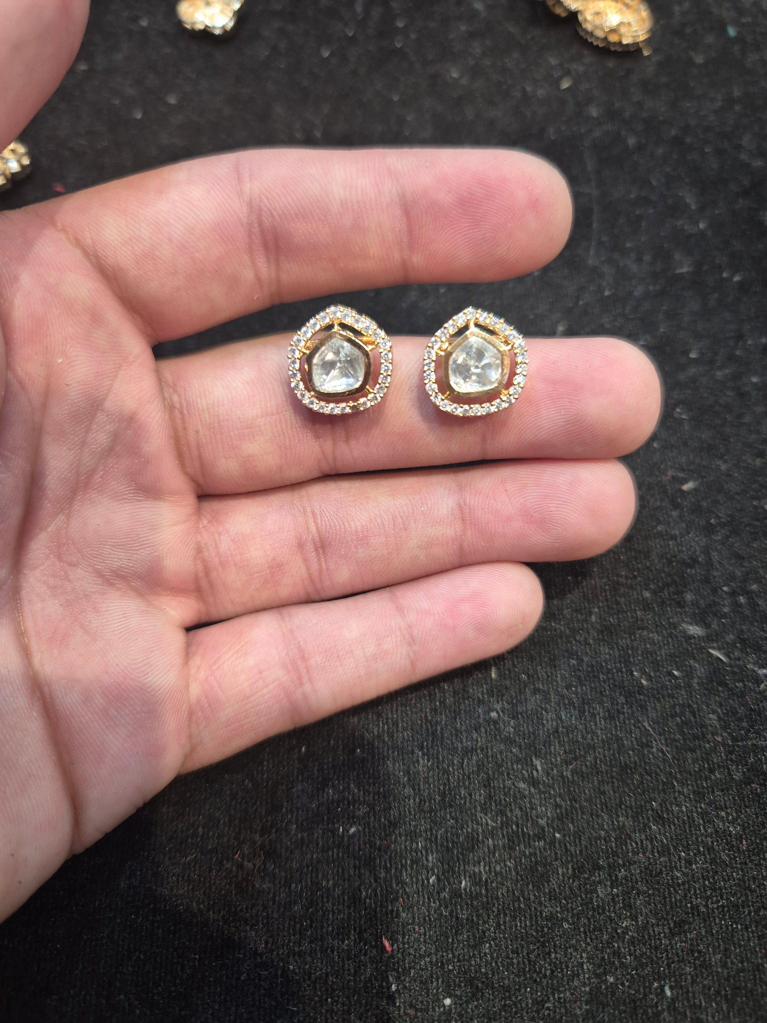 Polki tops 18k gold platted || 1 pair pack||