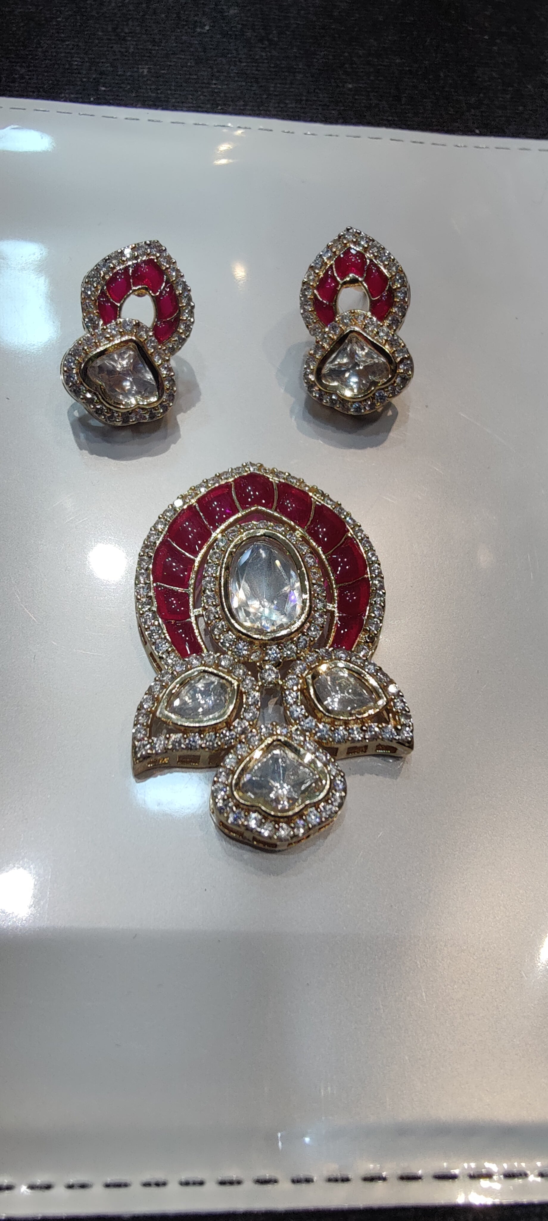 Moissanite pendant earring set || 1 set packing