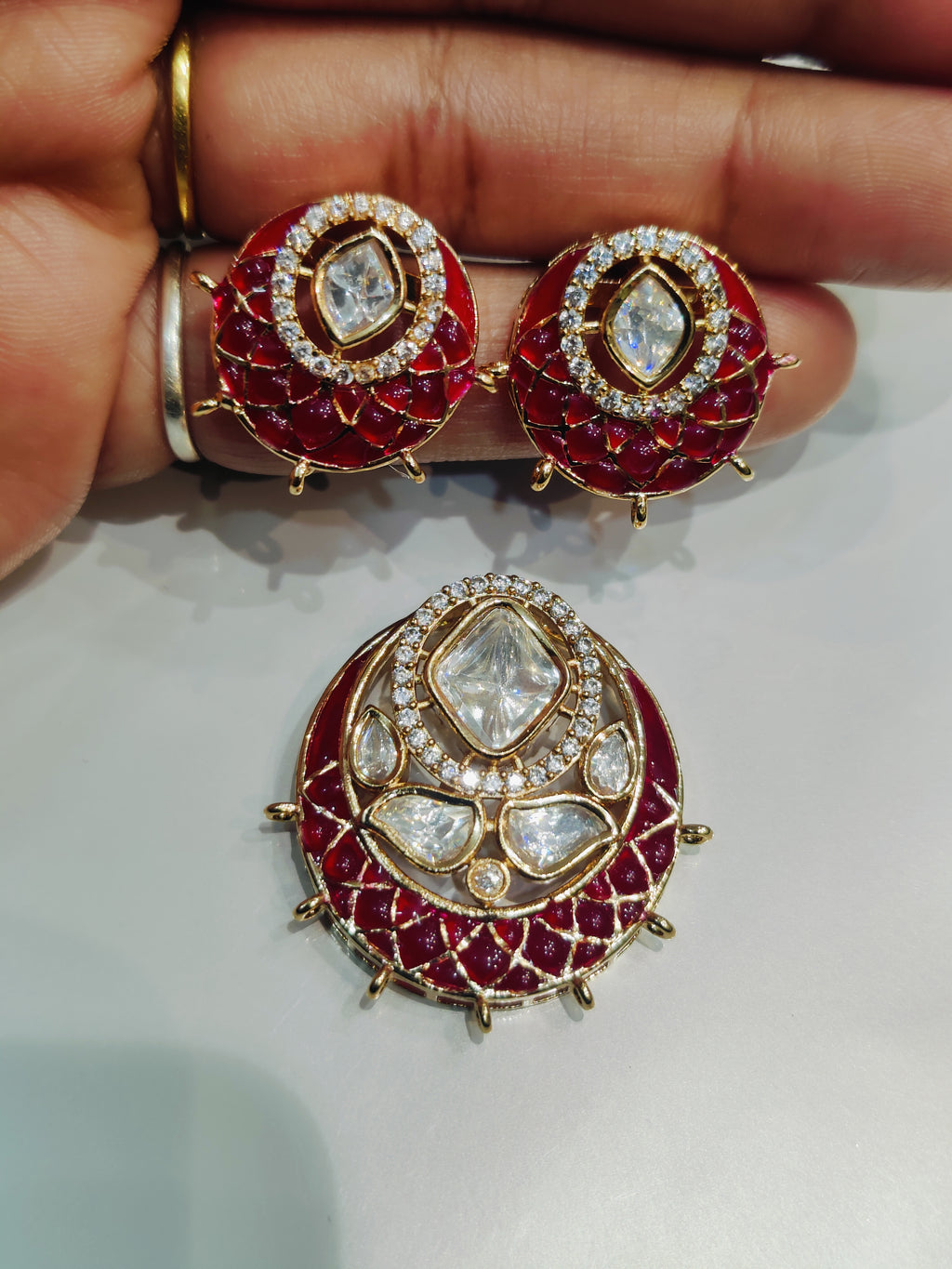 Moissanite pendant earring set || 1 set packing