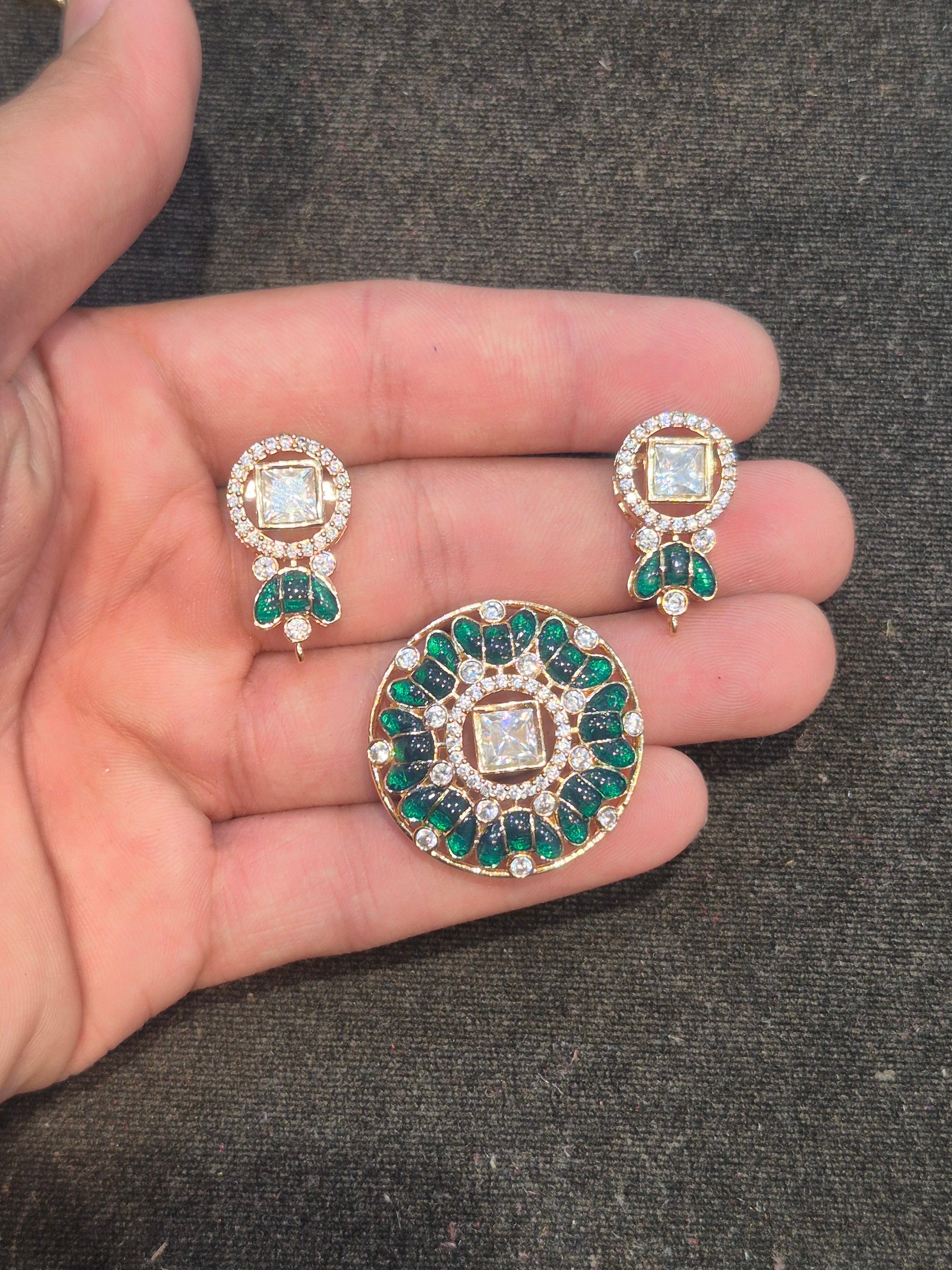 Moissanite pendant earring set || 1 set pack ||