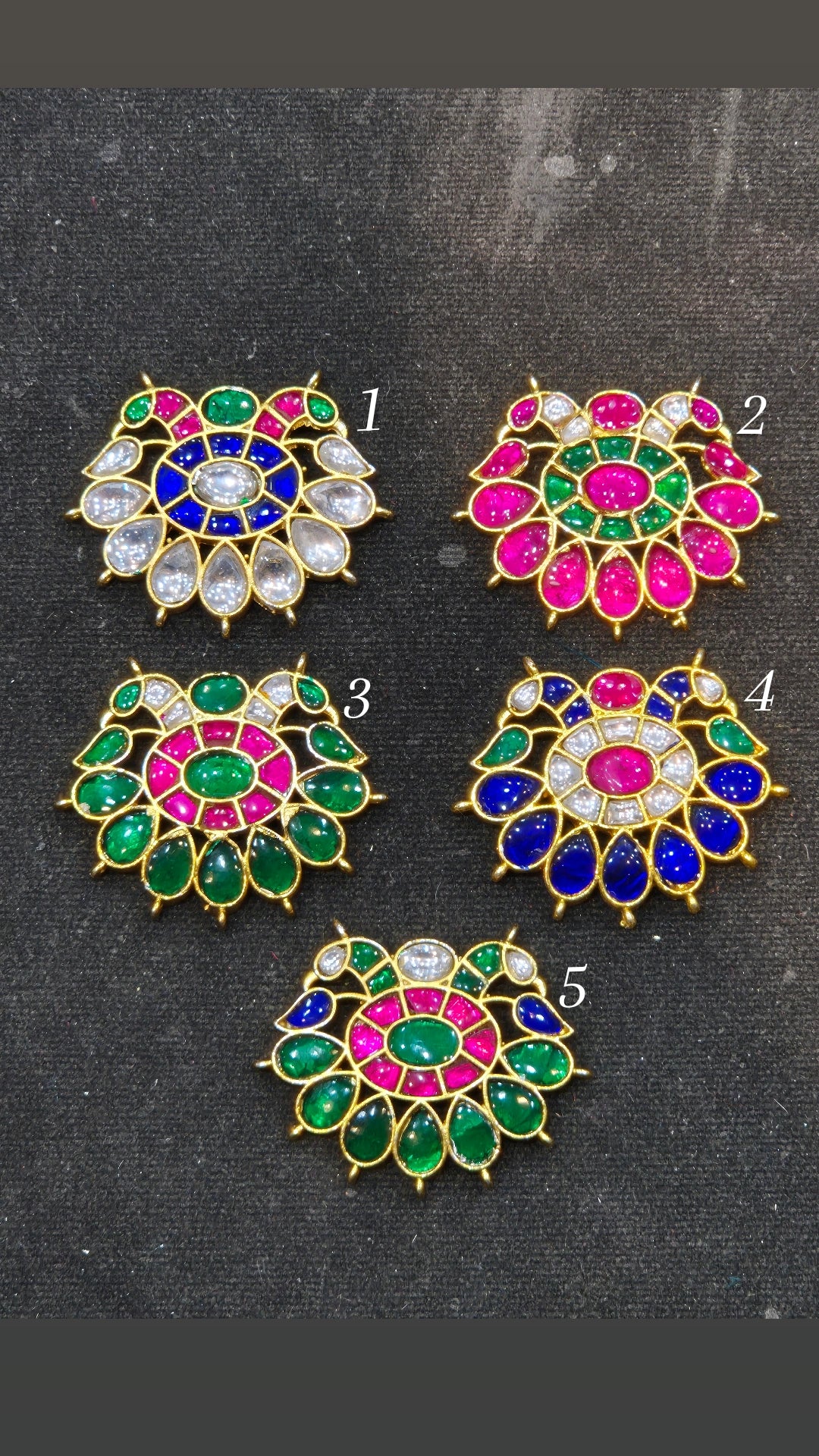 Big jadau pendant || 25 stones ||