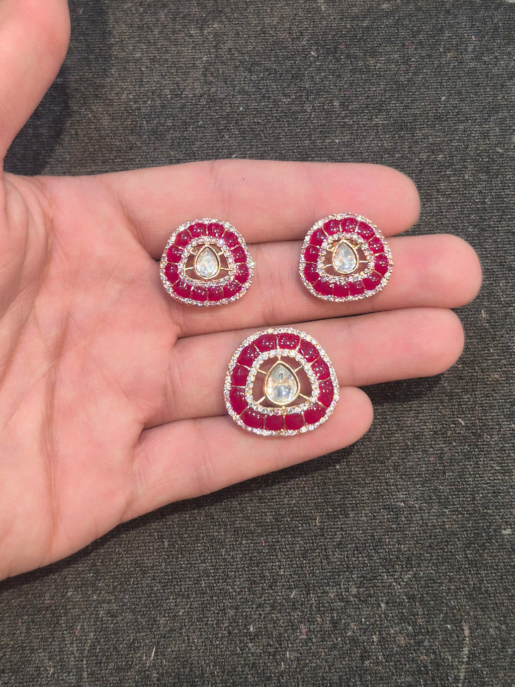 Moissanite pendant earring set || 1 set packing ||