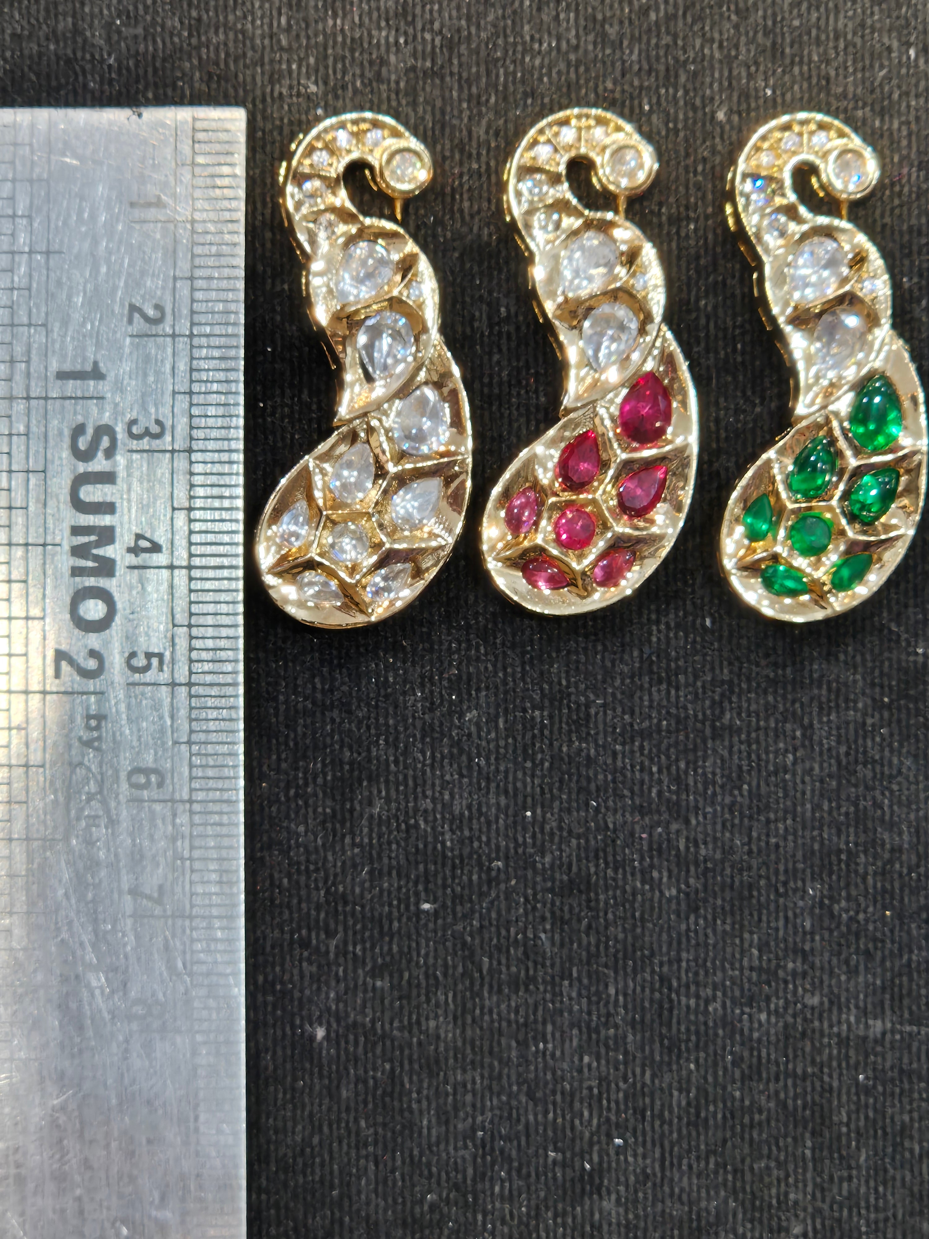 Polki peacock pendant || 1 pair pack ||