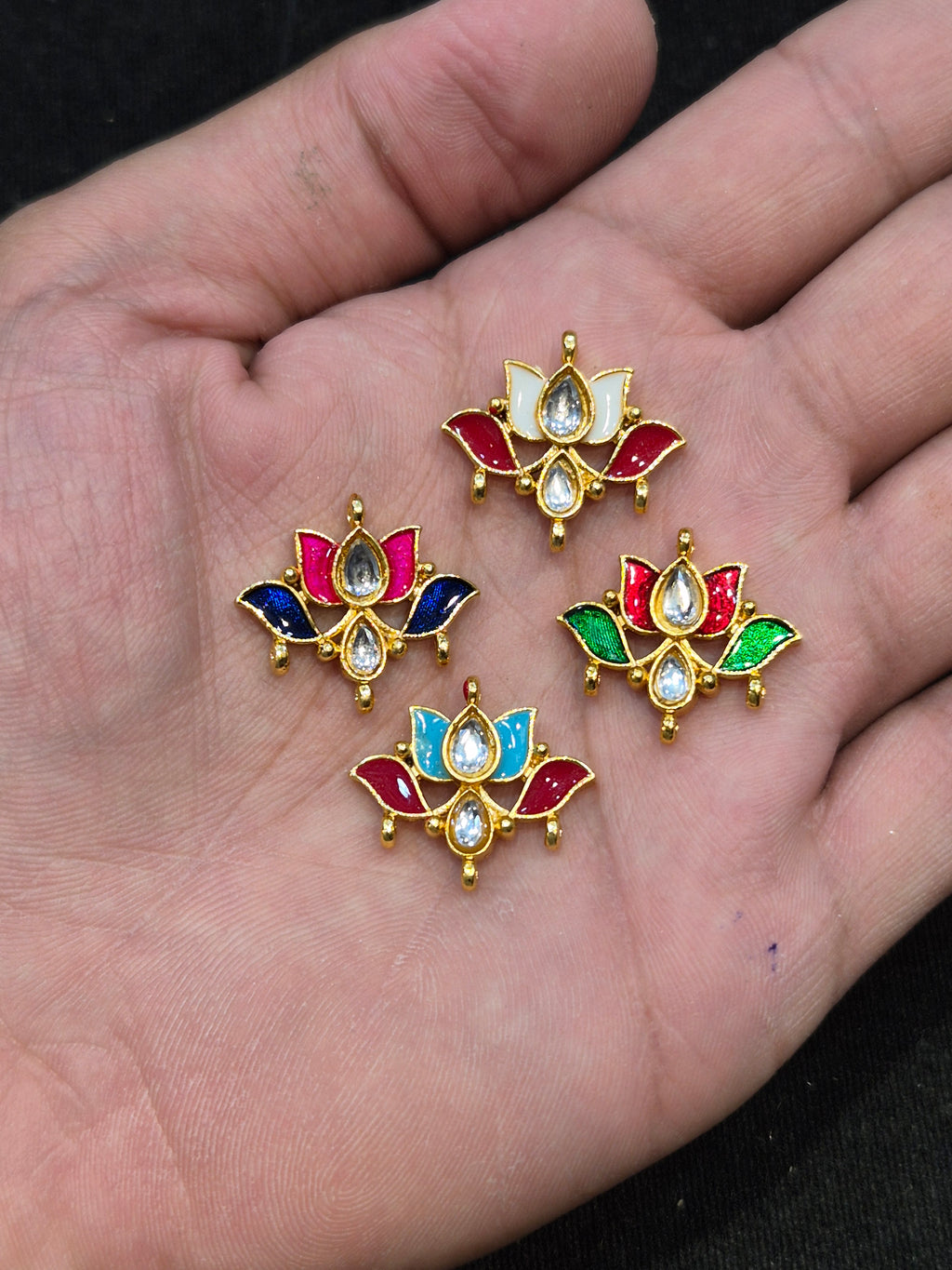 Meena lotus kundan || 12 piece pack ||