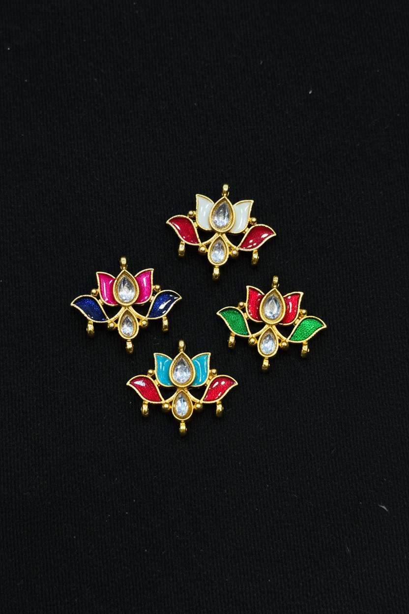 Meena lotus kundan || 12 piece pack ||
