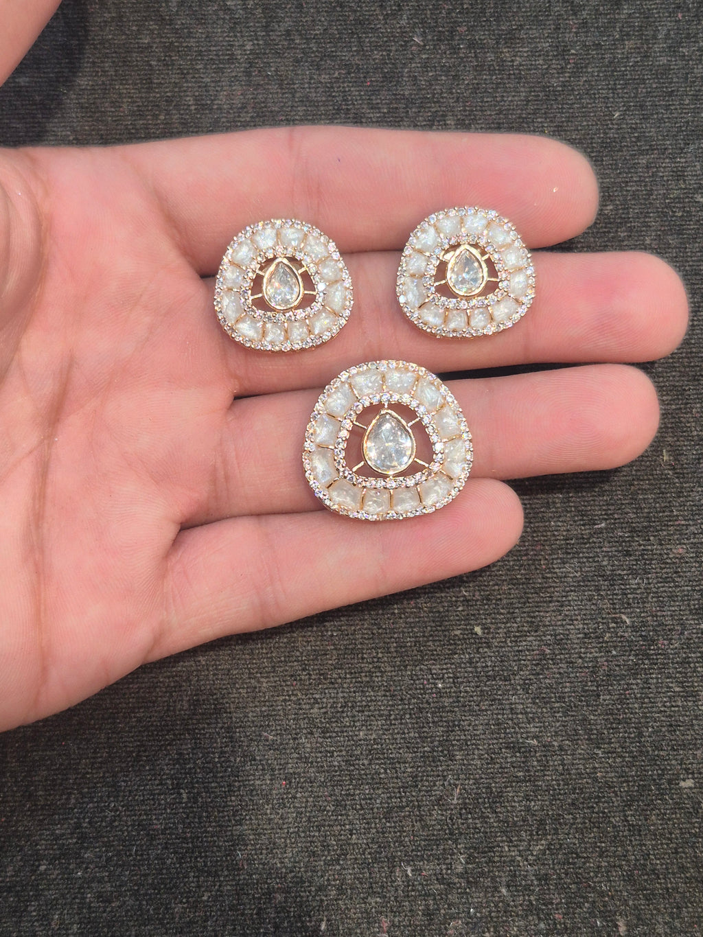 Moissanite pendant earring set || 1 set packing ||