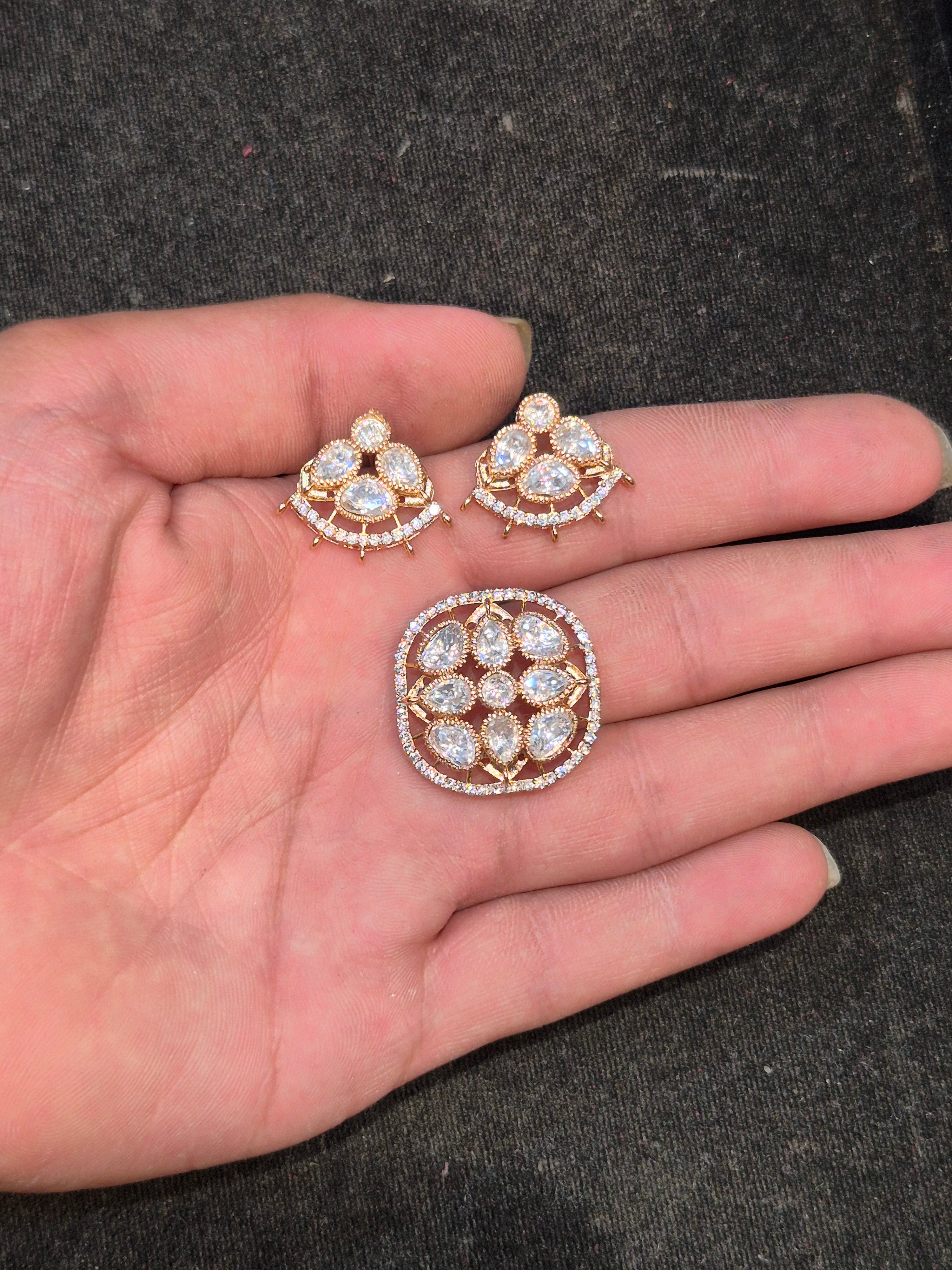 Moissanite pendant earring set