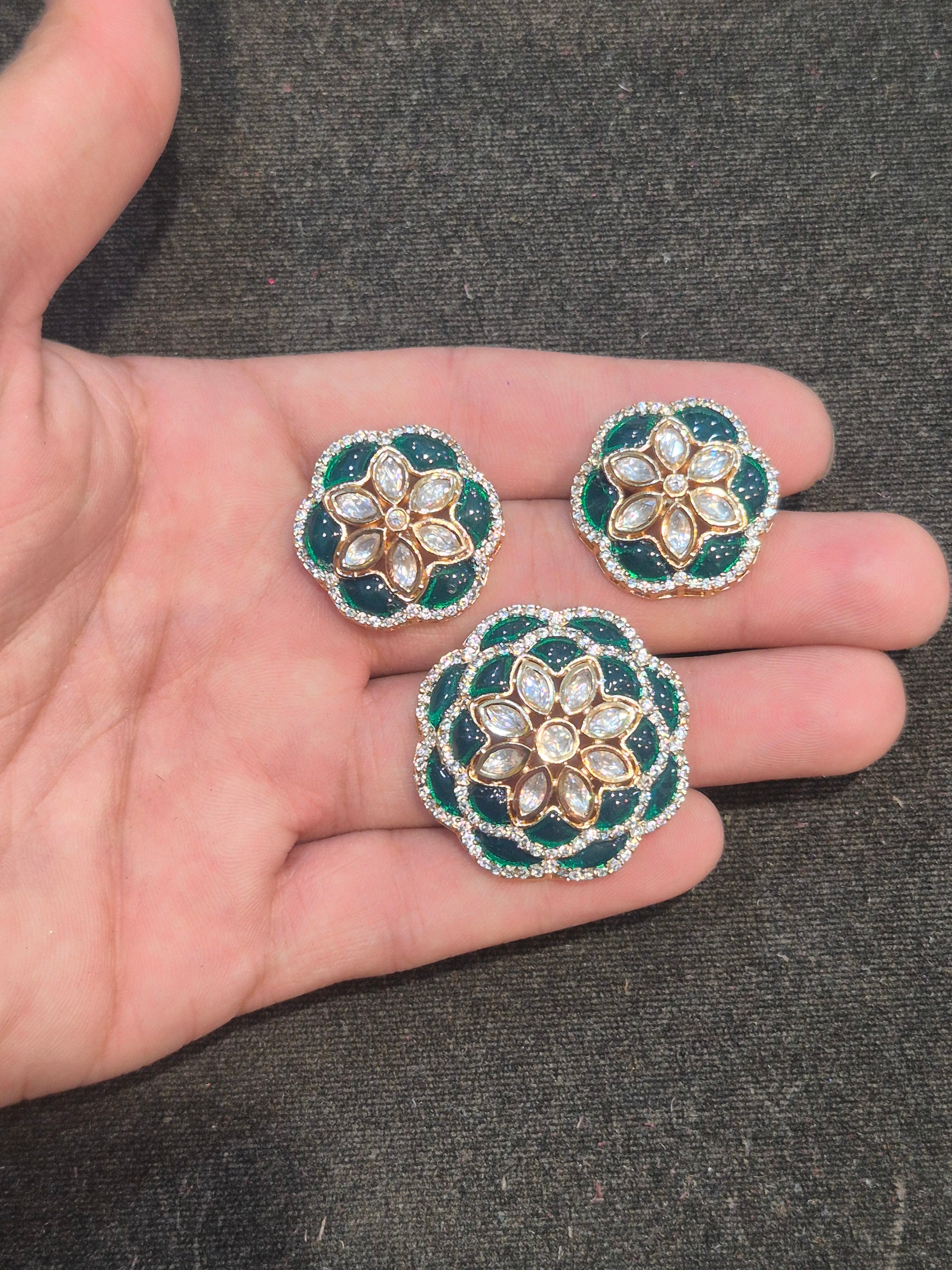 Moissanite pendant earring set || 1 set packing ||