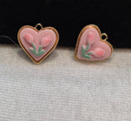 Tulip heart charm || 6 piece pack ||