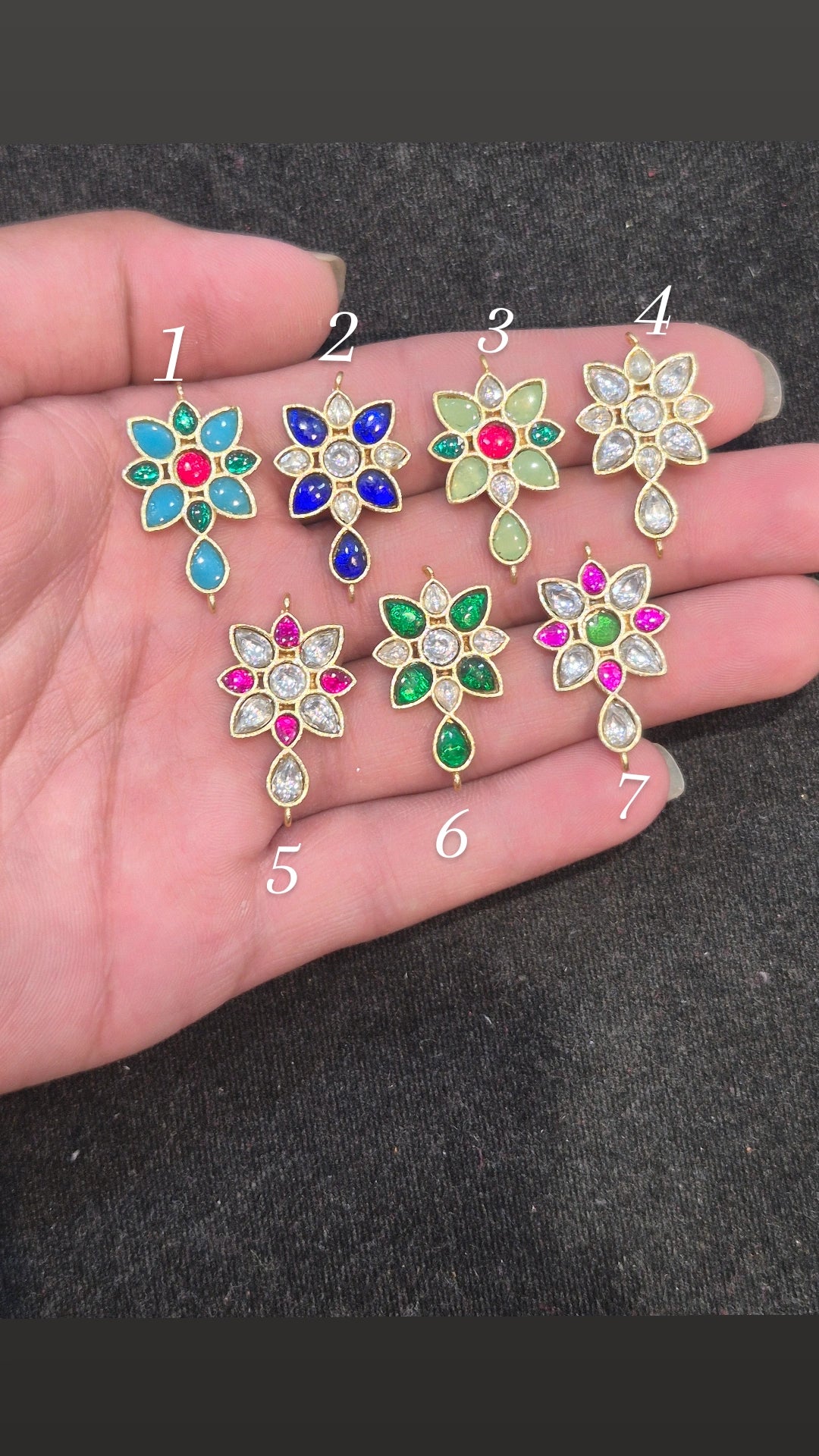 Jadau kundan || 1 pieces and 6 pieces back