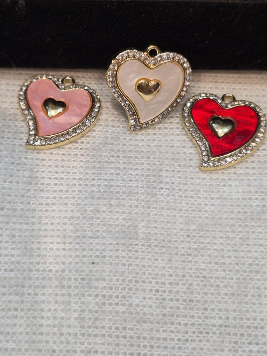Mop heart charm || 6 piece pack ||