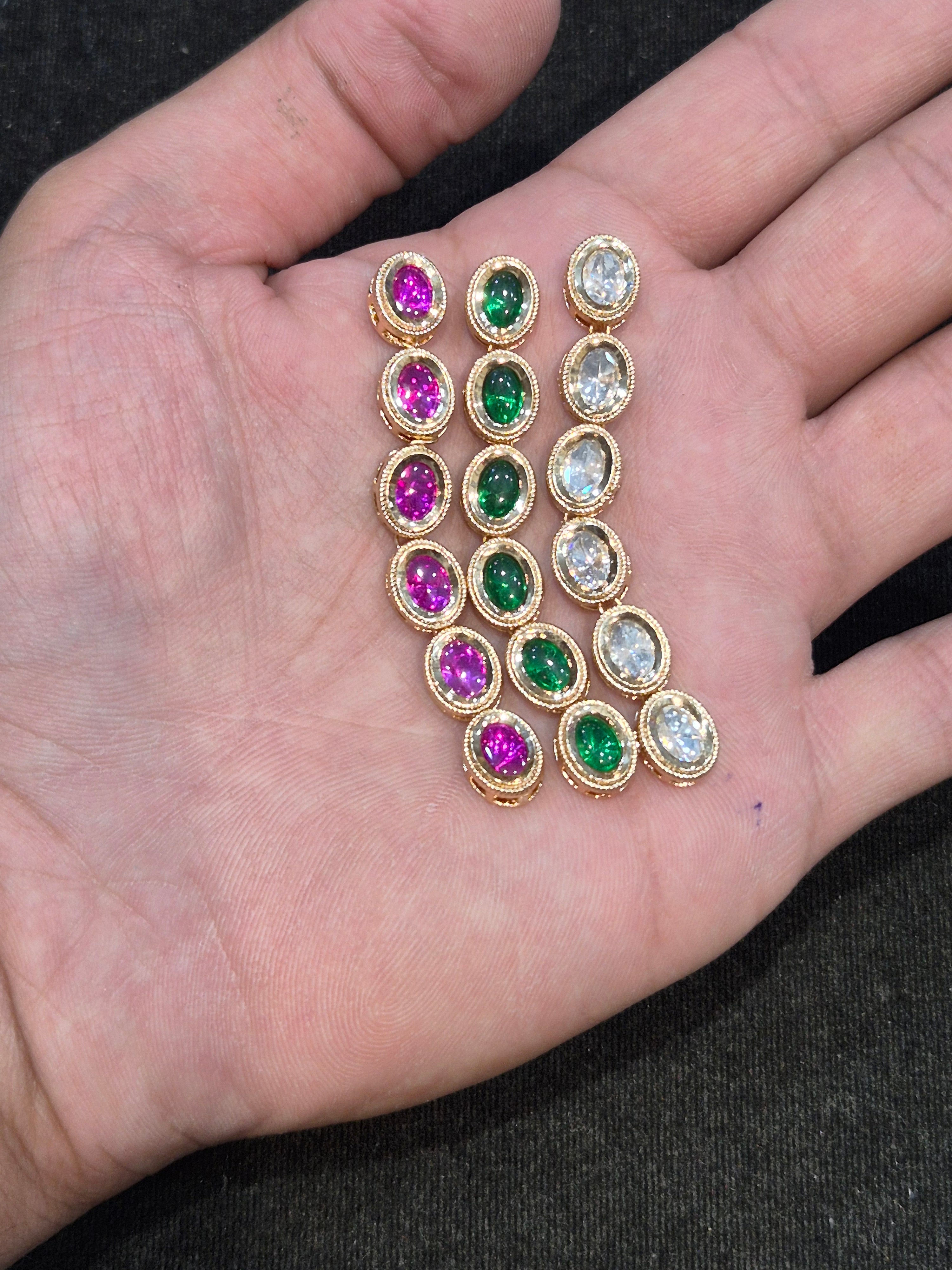 Polki Kundan oval || 1 piece and 6 pieces pack||